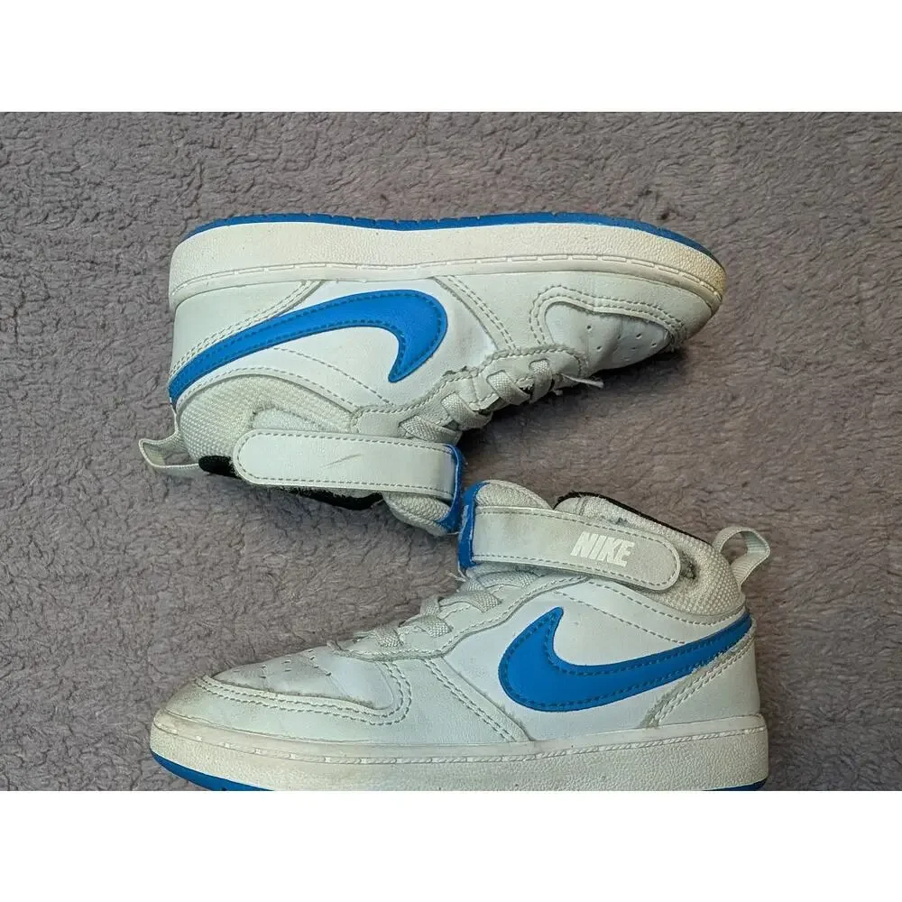 Youth Nike Court Borough Mid White/Blue (CD7784-012) - Size 10C